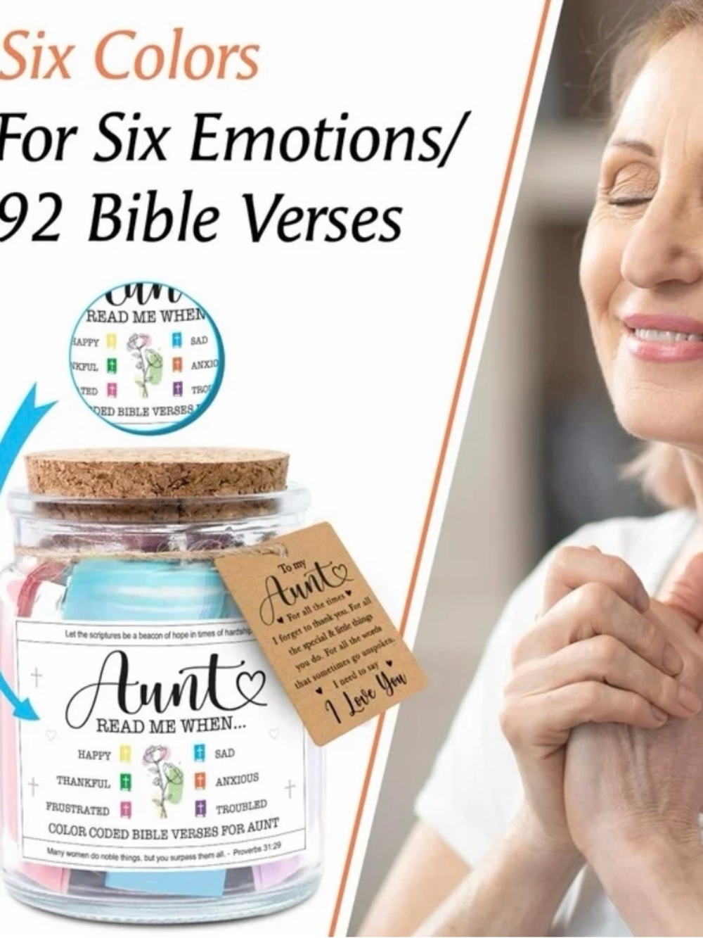 Aunt Read Me When... Inspirational Scripture Jar with Colorful Tabs - Picture 3 of 8